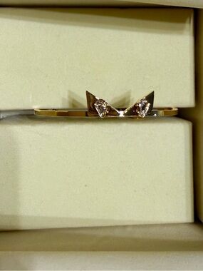 Fendi Gold Cat Ear Bangle with Crystal Accents
